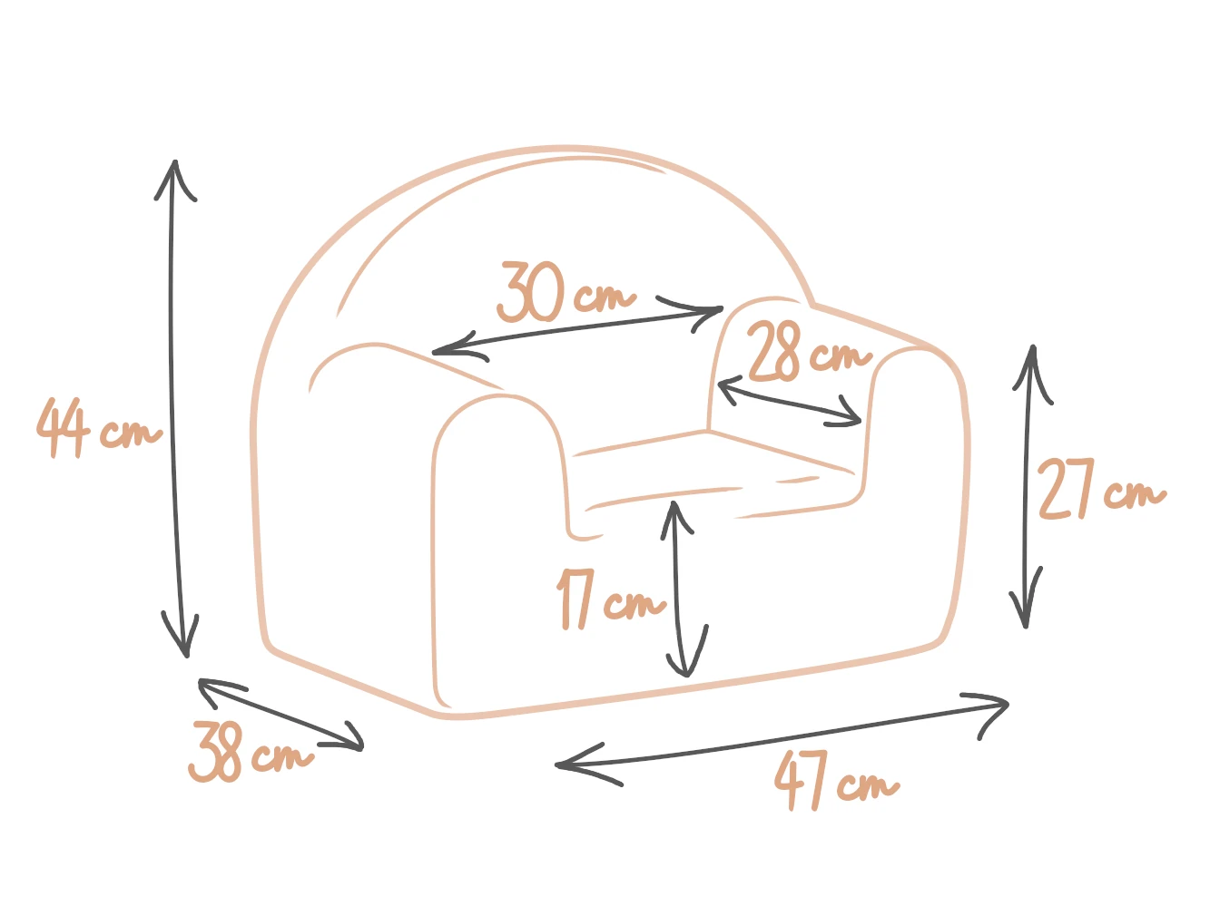 Wymiary piankowego fotelika BUBU